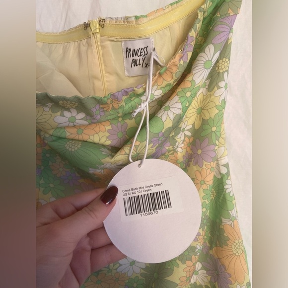 Princess Polly colorful floral mini strapless dress Size 6 NEW - Picture 6 of 10